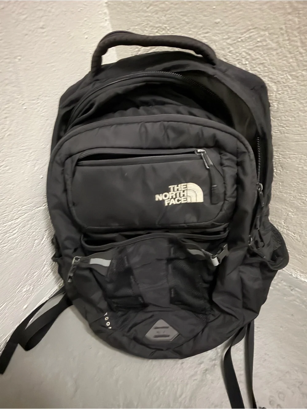 The North Face Black Padded Daypack with Front Logo